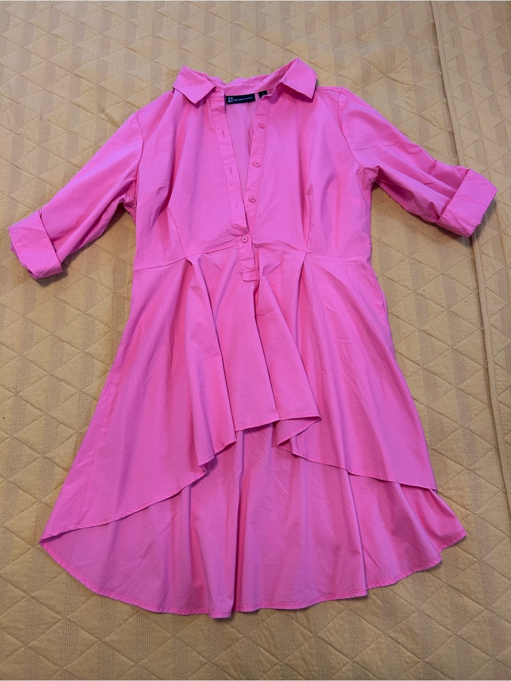 NY & Company Pink Shirt Dress – Size Large – Button Front, Flowy Hem